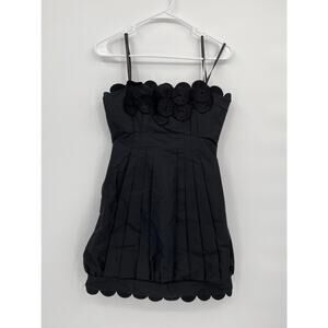 BCBGMAXAZRIA 06 Strapless Black Mini Cocktail Dress with Floral Applique